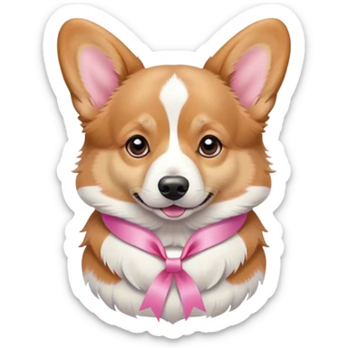 Cute welshcorgi with pink ribbon sticker