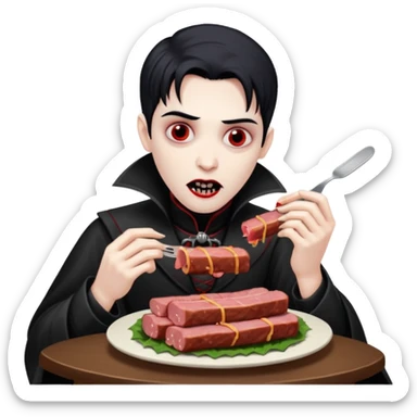 goth vampires eating a SPAM meat dinner sticker