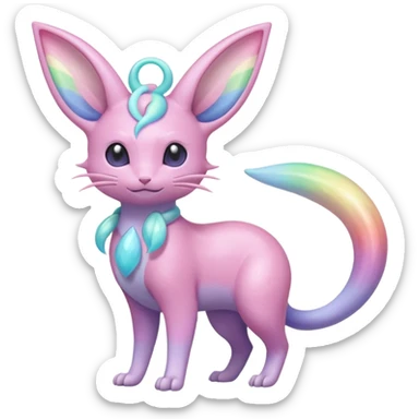 Opal-Pastel Rainbow-Glass Shiny Vapor-Soft Light-Framed Celestial Rattata-Espeon-Milotic-Fakémon-creature (full body) sticker
