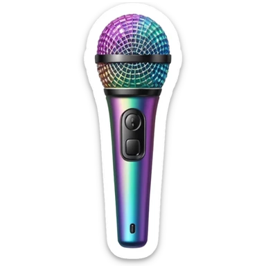 Iridescent gradient handheld microphone with rhinestones  sticker