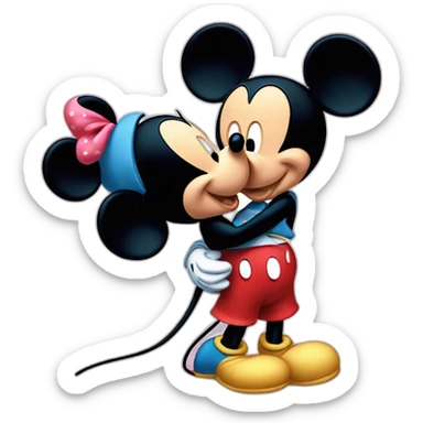 Mickey mouse kissing minnie sticker