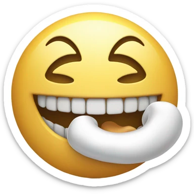 smiling emoji with a bone in its mouth  sticker