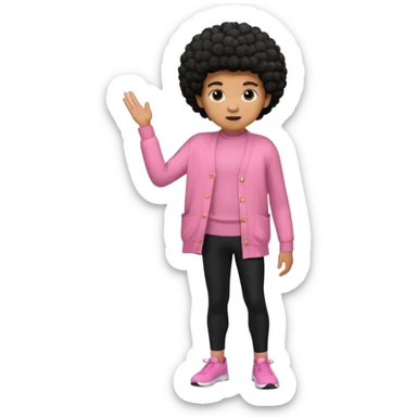 A caramel skin boy with a Afro weeding black leggings and a pink cardigan  sticker