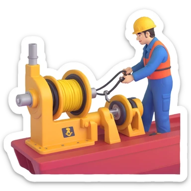 Detailed sequence showing winch operator on ship deck collecting sediment cores and passing to scientists sticker