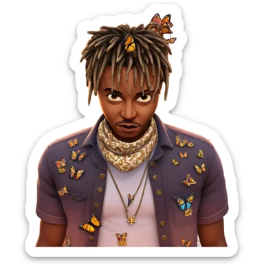 boy with butterfly at sunset sticker