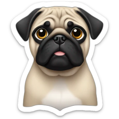 pug wearing a black t-shirt sticker