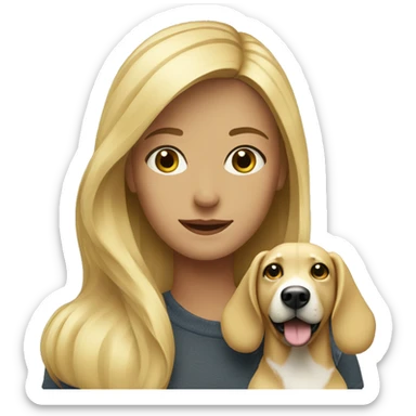 blonde girl with dog outdoors sticker