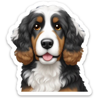 Please create an emojis of my tri colored bernedoodle dog sticker