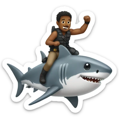 A Hero riding a Shark sticker