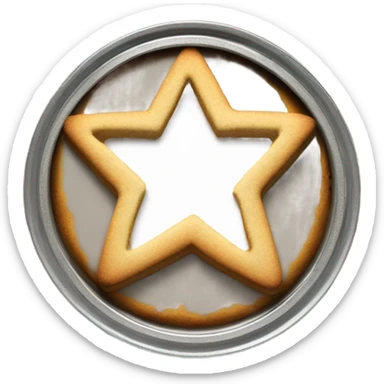 Circle cookie in metal tin with star shaped cutout in the middle sticker