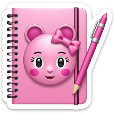 Caderno inteligente de disco rosa com laços doallete caneta com corações  sticker