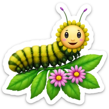 
caterpillar on flower sticker