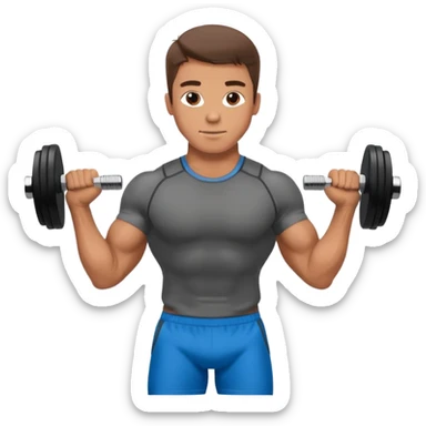 fit man wearing clothes lifting dumbbells,sideways photo sticker