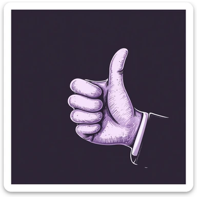 hand giving a thumbs down gesture, crayon-style pastel chalk, soft lilac and purple color palette, rough doodle-like texture, drawn with pastel chalk on a dark surface, aesthetic and emotional, suitable for Telegram channel sticker