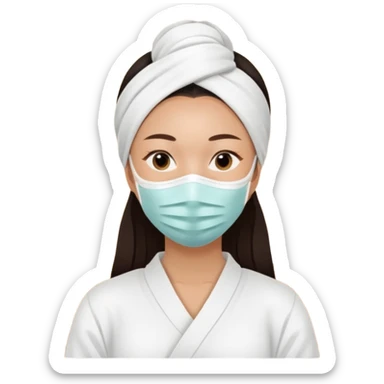 Lady with face mask spa beauty full face relaxing sticker