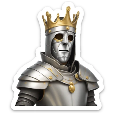 king baldwin IV in silver full face mask up who raises his right hand with the mask fingers spread sticker