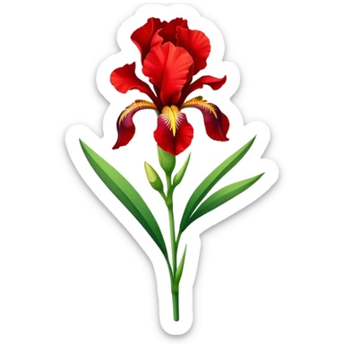 single Bright Red Iris, straight stem sticker