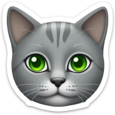 grey cat with green eyes sticker