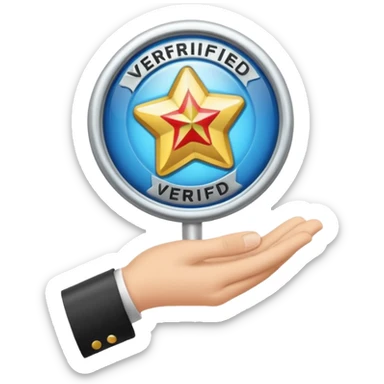 Holding a verified badge with government sign sticker