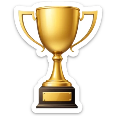 single golden winner trophy cup emoji, shiny metallic, minimal flat vector style, isolated on white background, no text, no watermark --ar 1:1 --v 6
 sticker