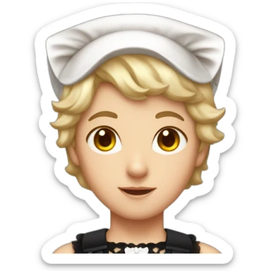 Boy with a french maid outfit and cat ears on his head sticker