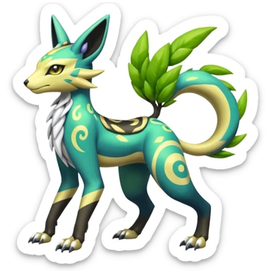  Exotic Tropical Meloetta-Zygarde-Zeraora-Renamon-Protogen-Palkia-hybrid-fusion-Fakémon-creature, full body sticker