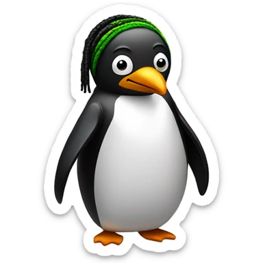 Penguin with dreads and Rasta sticker