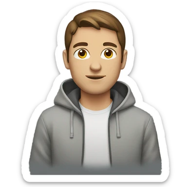 Guy with brown hair in hoodie standing sticker