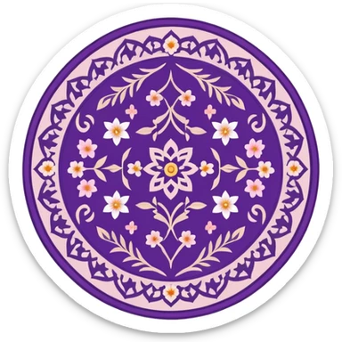 islamic Muslim prayer mat purple with blossom sticker