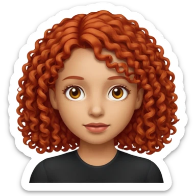 Light skin emoji girl with light brown eyes and shoulder length curly red hair  sticker