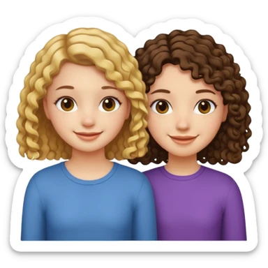 Best friends short straight hair girl and long curly hair girl sticker