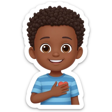 saying thank you hand on heart black boy curly hair sticker