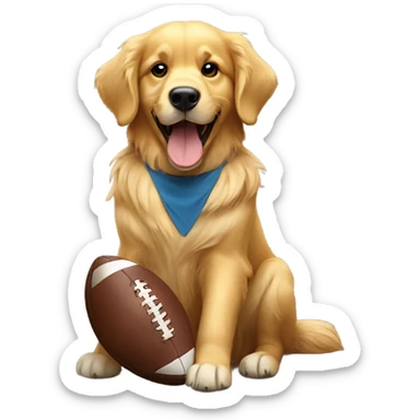 Golden retriever playing football sticker