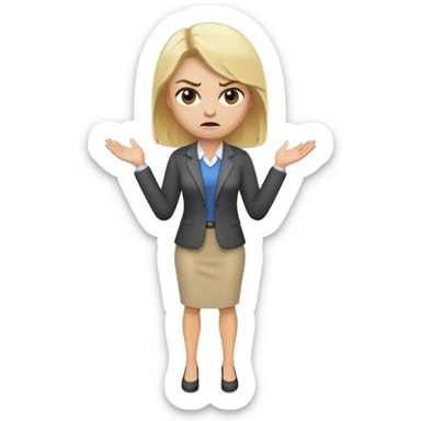 angry blonde female teacher full body without glasses sticker