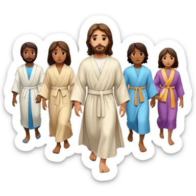 Jesus walking on a busy city street with people and cars sticker