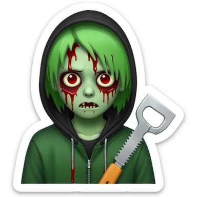 trap hood zombie emoji with saw and drip and emo sticker