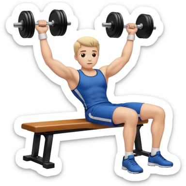 Dumbbell pressure level movement on bench liying down sticker