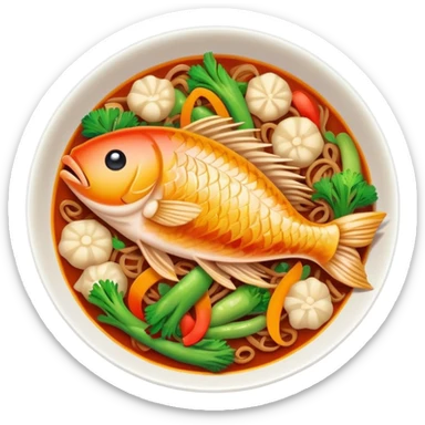 Fish Fragrant Shredded Pork with colorful vegetables in sauce, simplified emoji style with bold outlines and bright colors, cartoon style Yu Xiang Rou Si dish sticker