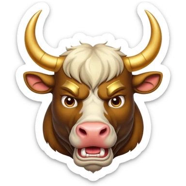 angry winter New Year's with golden horns bull emoji sticker