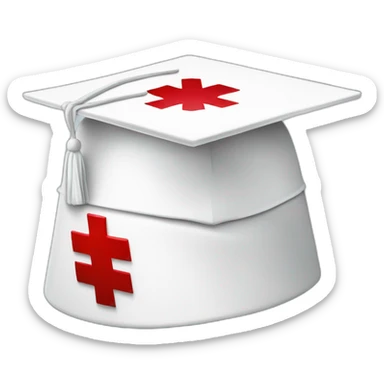 White Student cap with red medical cross  sticker