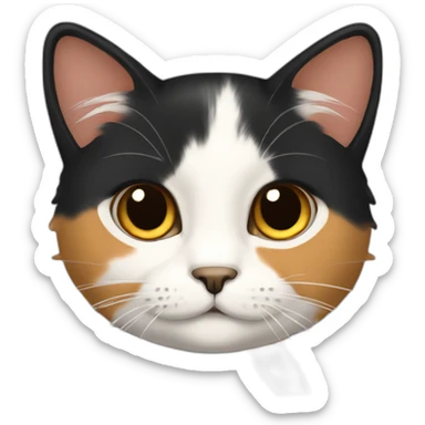 calico cat with mostly black hair sticker