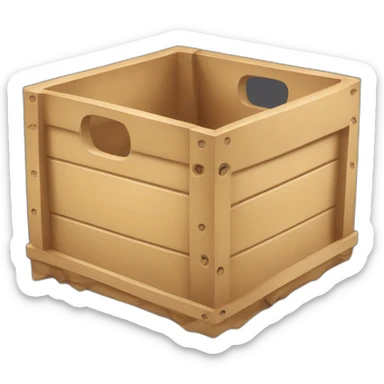Dark cubic container with wood shavings inside sticker