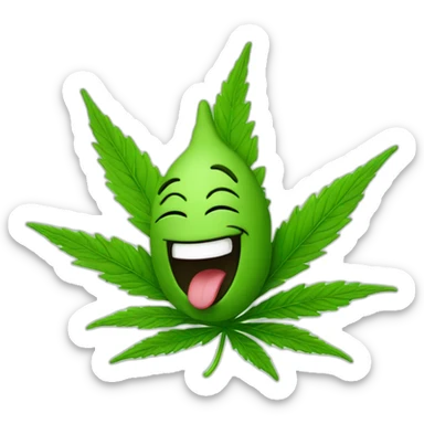 a laughing cannabis leaf sticker