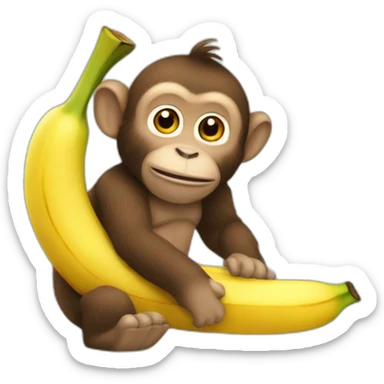 Un singe sur un bananier sticker