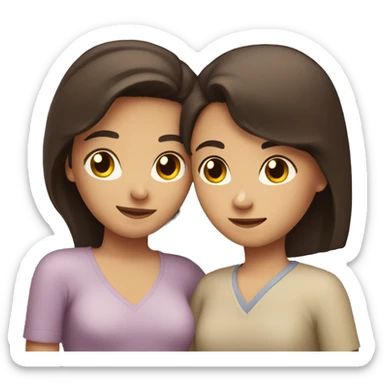 Brunette girl and brunette boy hugging in love sticker