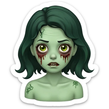 Garota zumbi com cabelo ondulado e preto sticker