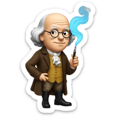 Benjamin Franklin smoking a vape sticker