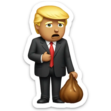 sad donald trump holding poop emoji sticker