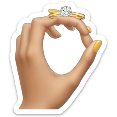 One hand giving engagement ring to another sticker