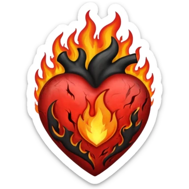 heart with black flames sticker
